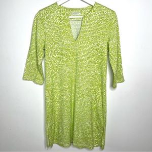 MARIMEKKO Light Green White Tunic Cotton 3/4 Sleeve Tunic Dress Size X